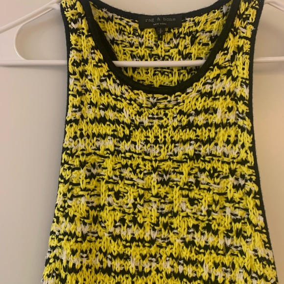 Rag & Bone Knit Racerback Maxi Dress Bright Black White Yellow like new! - Picture 3 of 4